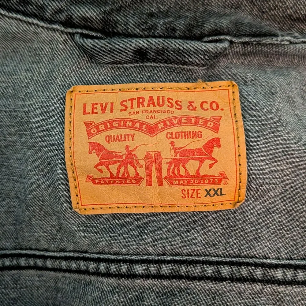 Levis Trucker Jacket Mens XXL Denim Jean Charcoal Wash Casual Western Streetwear